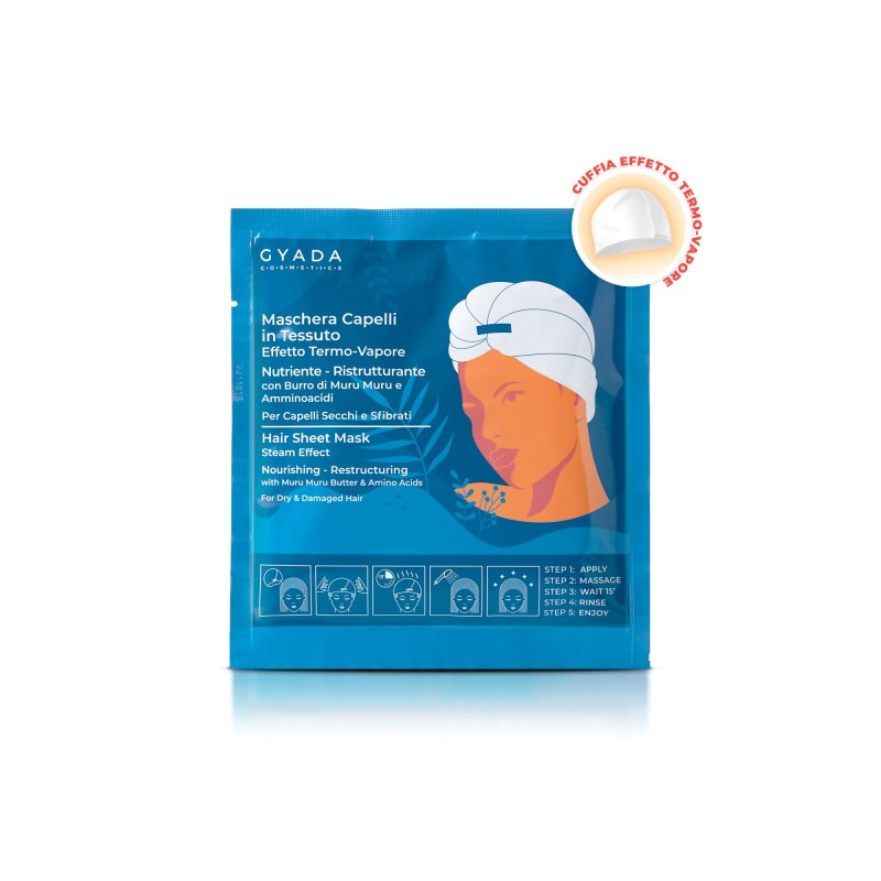 MASCHERA CAPELLI IN TESSUTO EFFETTO TERMO VAPORE NUTRIENTE E RISTRUTTURANTE N.1 - GYADA COSMETICS