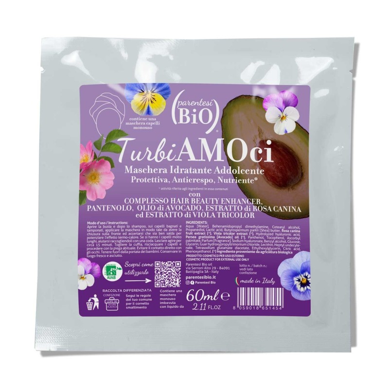 TurbiAMOci. Maschera Idratante Addolcente. Protettiva, Anticrespo, Nutriente - Parentesi Bio