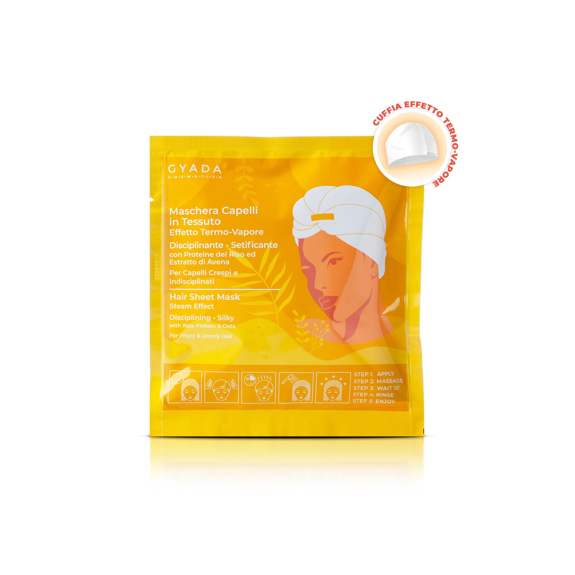 MASCHERA CAPELLI IN TESSUTO EFFETTO TERMO VAPORE DISCIPLINANTE E SETIFICANTE N.3 - GYADA COSMETICS