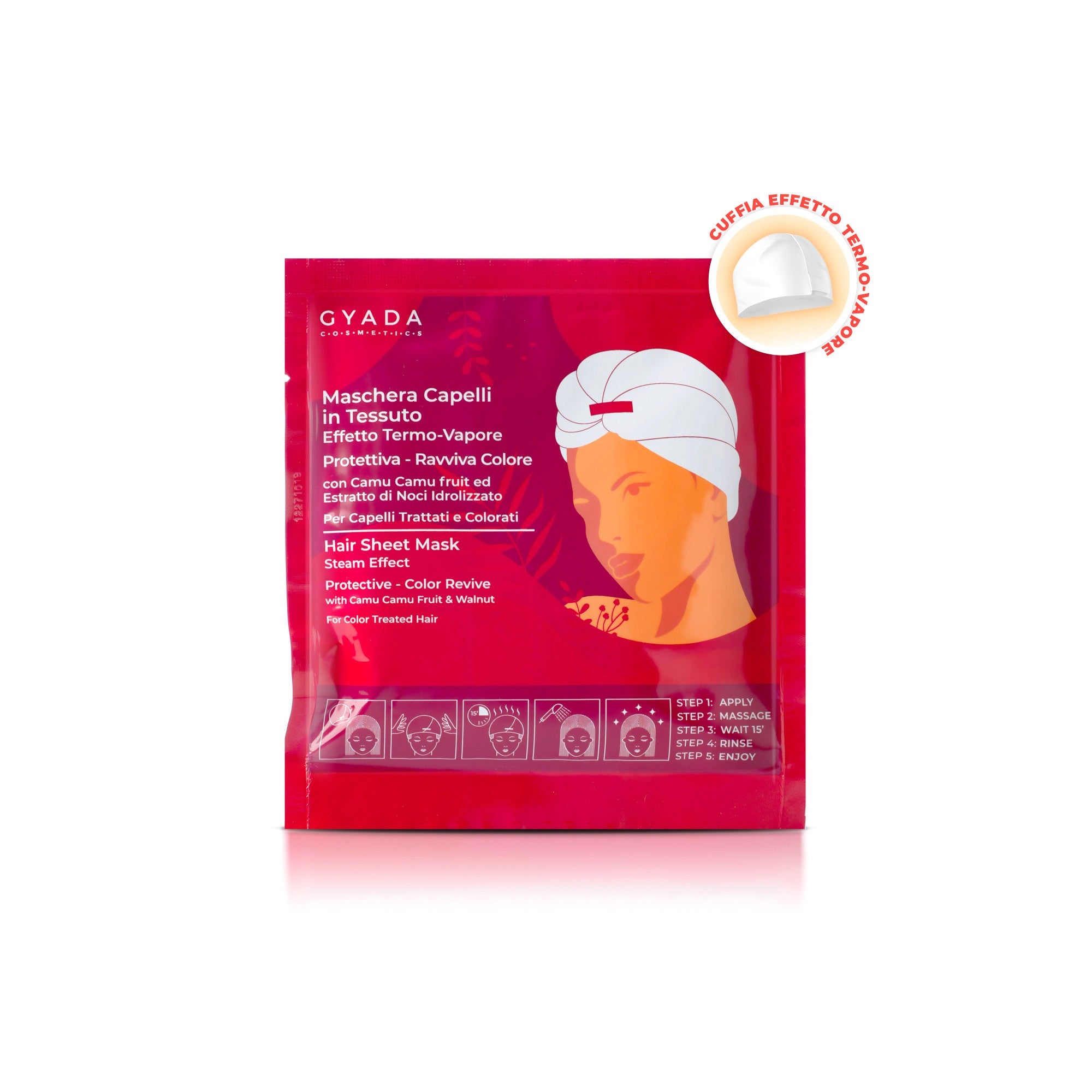 MASCHERA CAPELLI IN TESSUTO EFFETTO TERMO VAPORE PROTETTIVA E RAVVIVA COLORE N.4 - GYADA COSMETICS