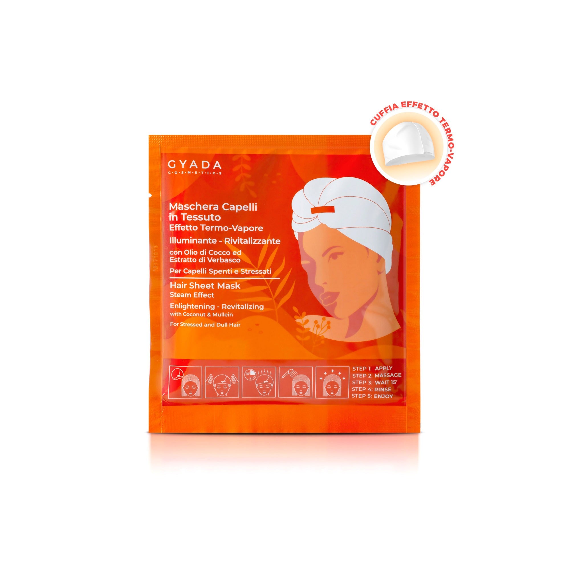 MASCHERA CAPELLI IN TESSUTO EFFETTO TERMO VAPORE ILLUMINANTE E RIVITALIZZANTE N.6 - GYADA COSMETICS