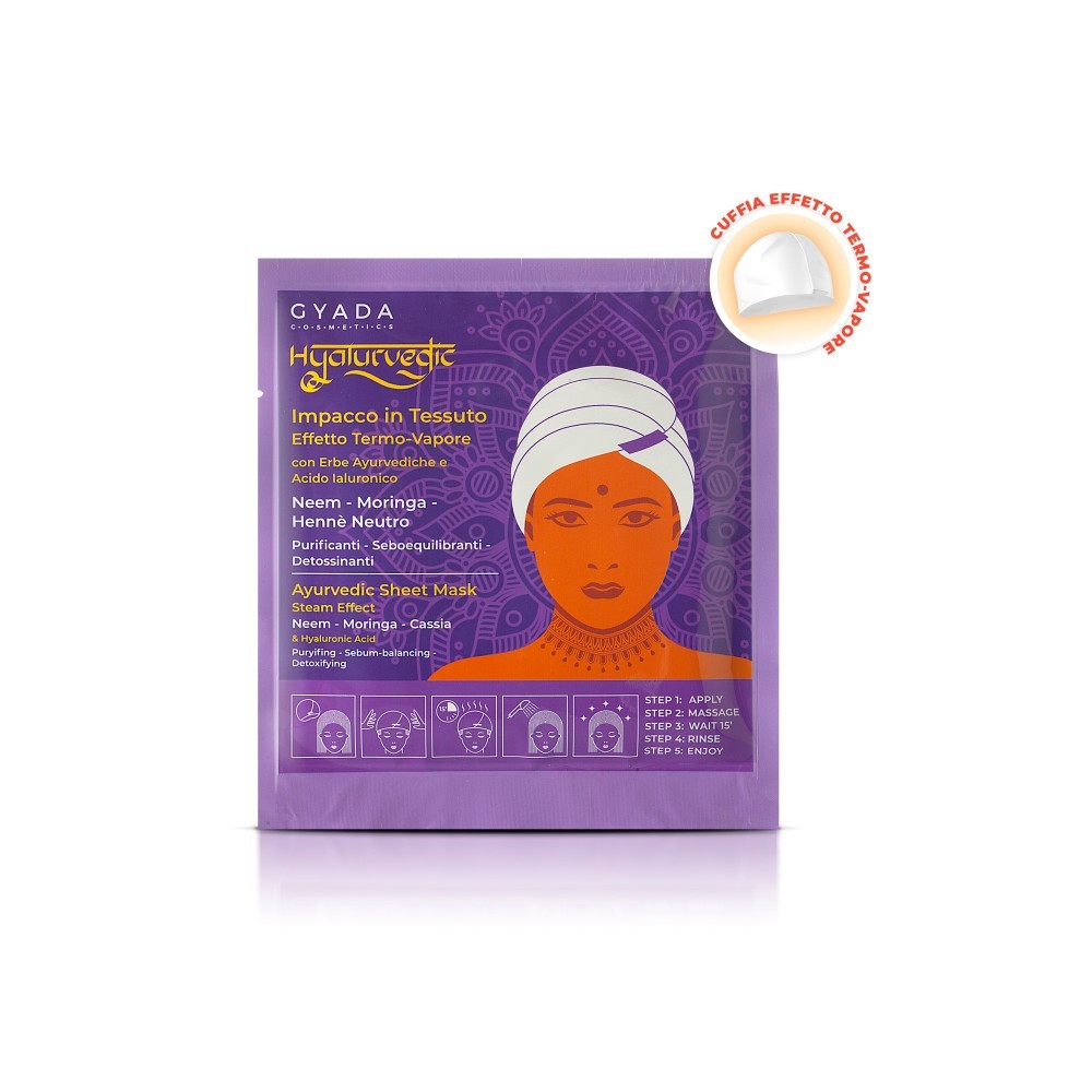 HYALURVEDIC IMPACCO AYURVEDICO IN TESSUTO PURIFICANTE-NEEM, MORINGA, HENNÈ NEUTRO - GYADA COSMETICS