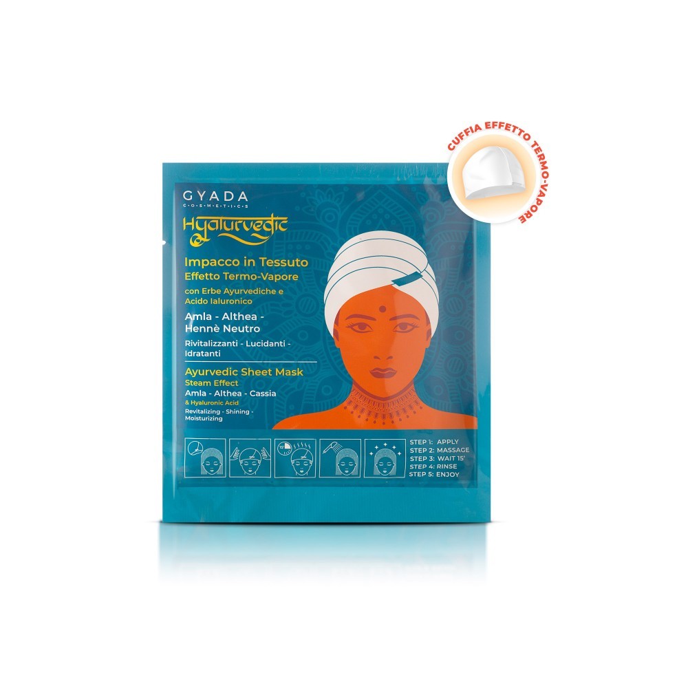 HYALURVEDIC IMPACCO AYURVEDICO IN TESSUTO RIVITALIZZANTE-AMLA, ALTHEA, HENNÈ NEUTRO - GYADA COSMETICS