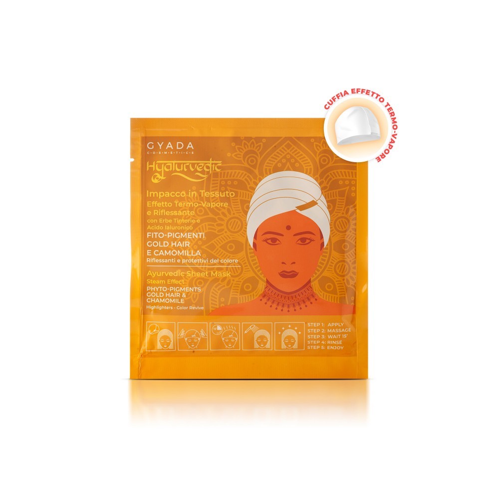 HYALURVEDIC IMPACCO AYURVEDICO IN TESSUTO RIFLESSANTE GOLD HAIR - GYADA COSMETICS