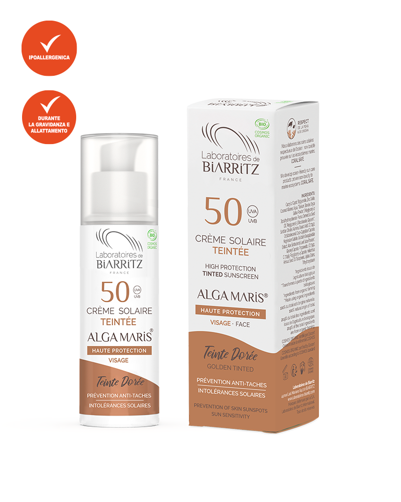 CREMA SOLARE COLORATA "DORÉE" BIO VISO SPF 50 - LABORATOIRES DE BIARRITZ