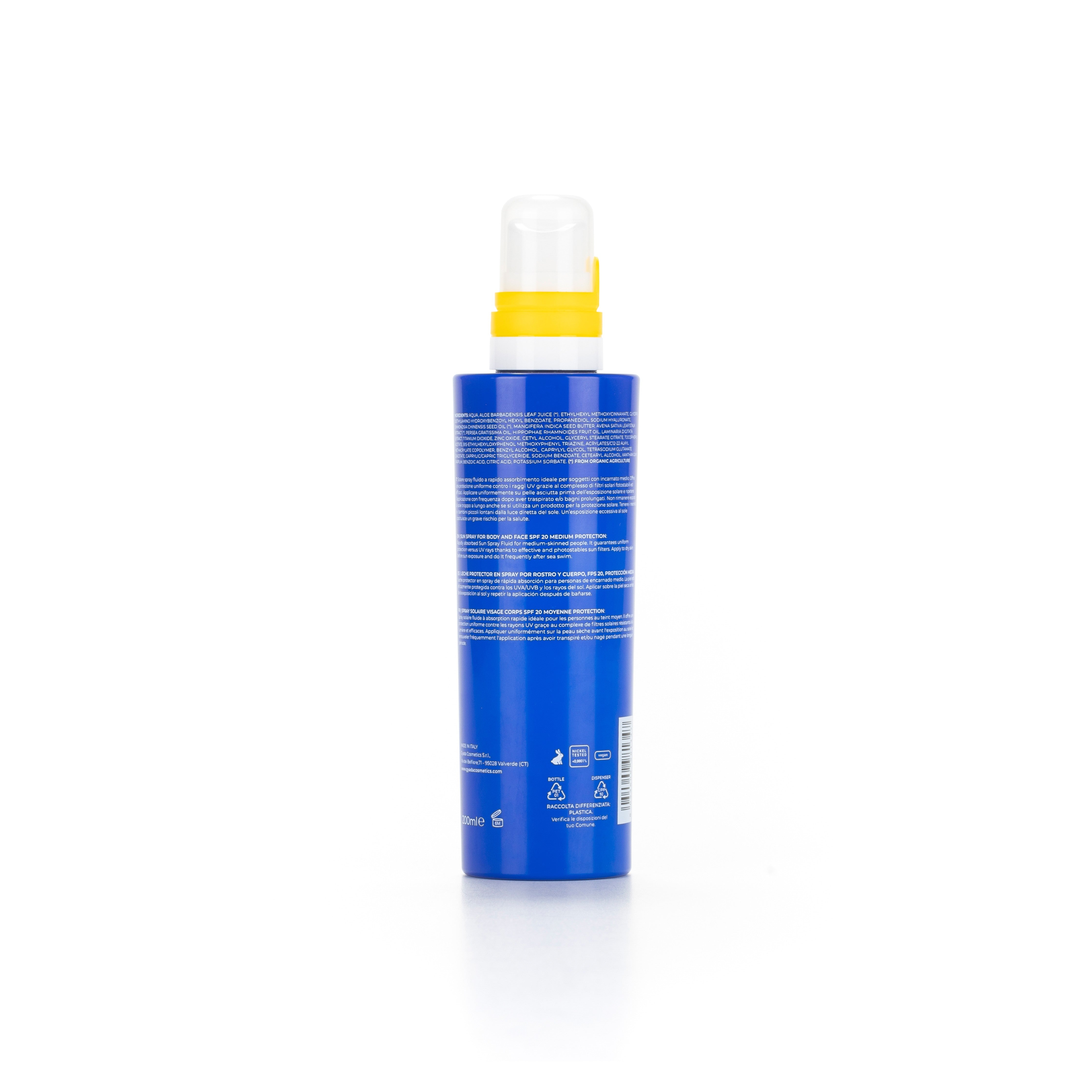 SOLARE SPRAY VISO CORPO SPF 20 PROTEZIONE MEDIA - GYADA COSMETICS
