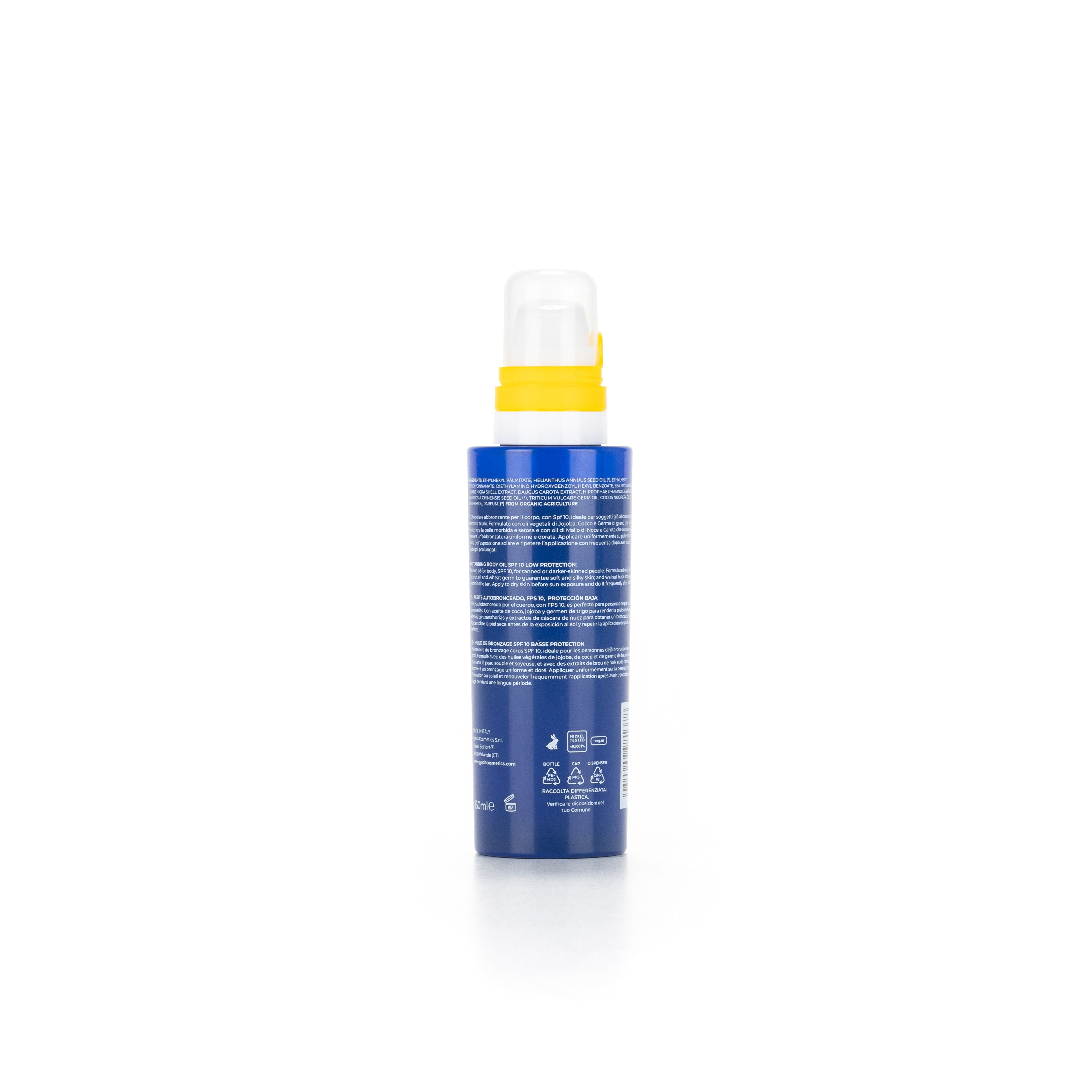 OLIO ABBRONZANTE SOLARE SPF 10 PROTEZIONE BASSA	- GYADA COSMETICS