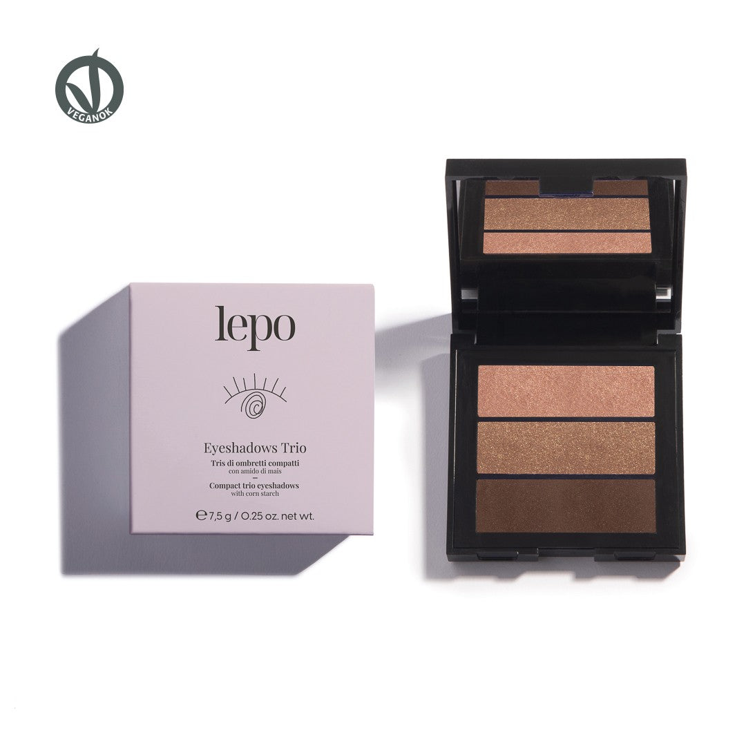 EYESHADOWS TRIO Tris di ombretti compatti con amido di mais - 01 marrone dorato- LEPO