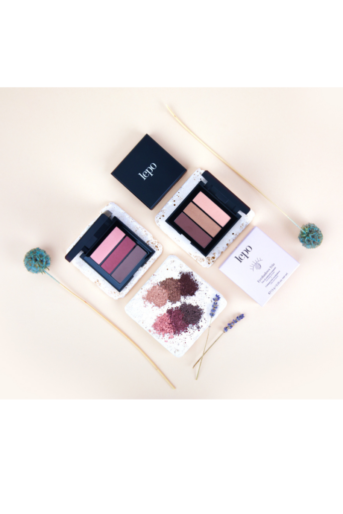 EYESHADOWS TRIO Tris di ombretti compatti con amido di mais - 02 Marrone rosato - LEPO