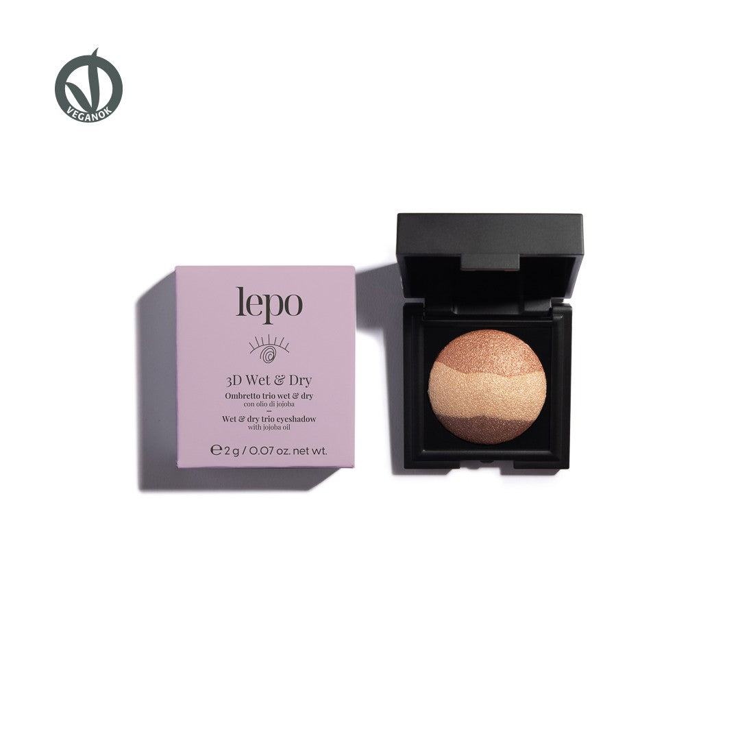 3D WET & DRY Ombretto trio wet & dry con olio di jojoba - Lepo