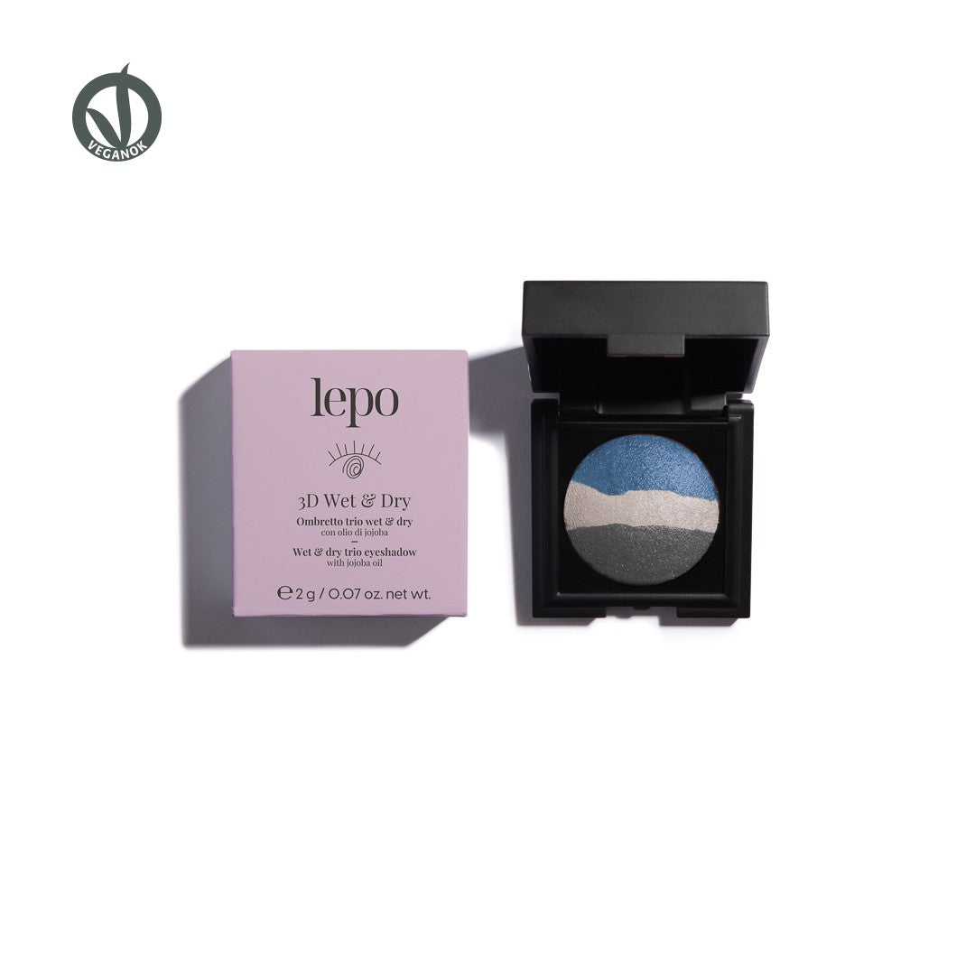 3D WET & DRY Ombretto trio wet & dry con olio di jojoba - Lepo
