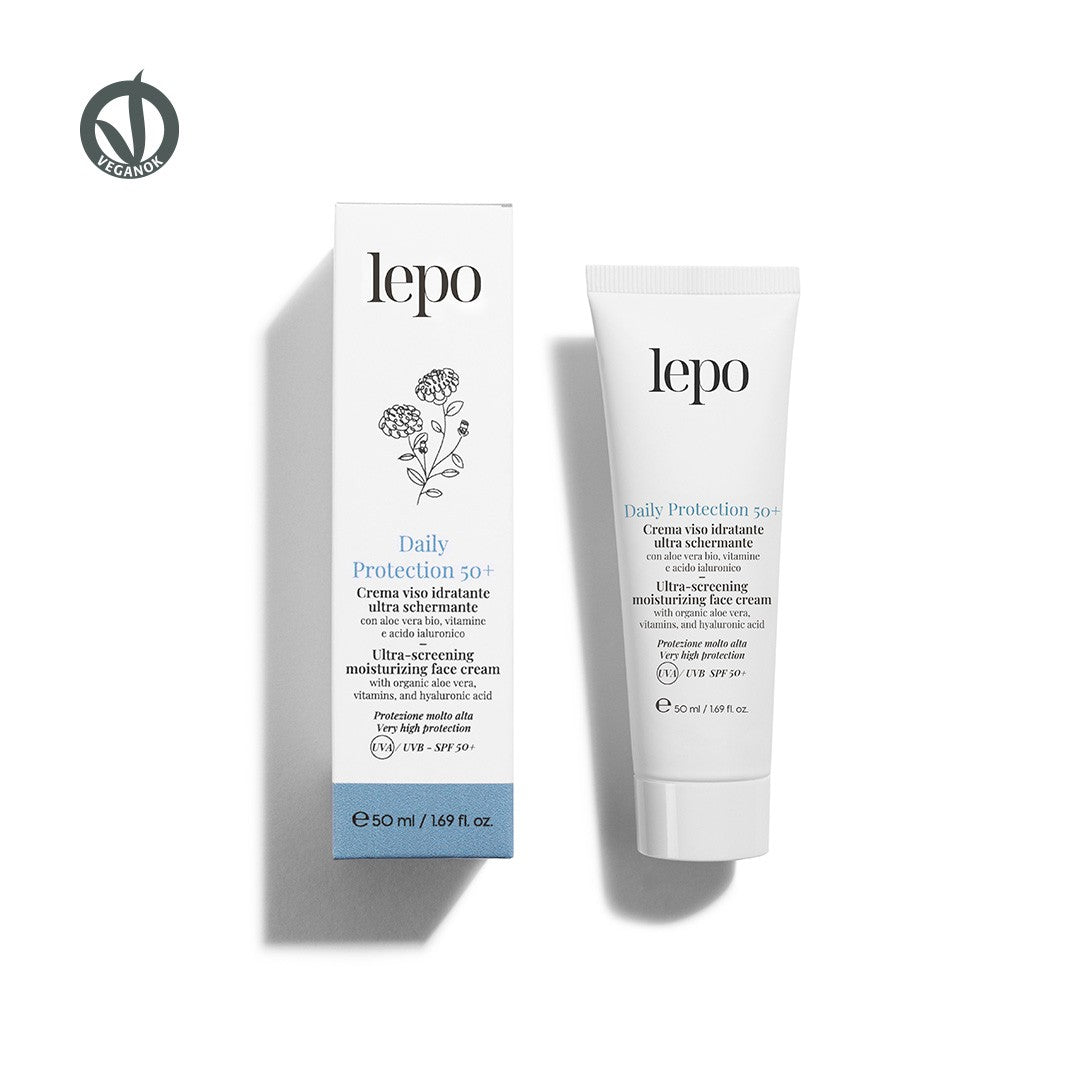 DAILY PROTECTION 50+ – Crema viso idratante ultra schermante - Lepo