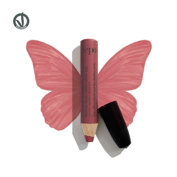 VELVET BUTTERFLY CHEEK&LIPS – Matitone Blush e Labbra Effetto Mat con Cere Vegetali e Vitamina E - LEPO