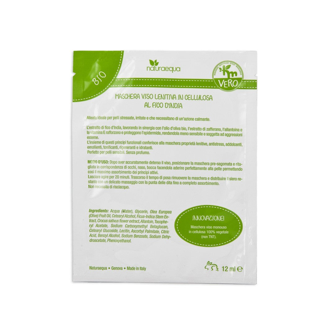 MASCHERA VISO LENITIVA IN CELLULOSA AL FICO D’INDIA - NATURAEQUA